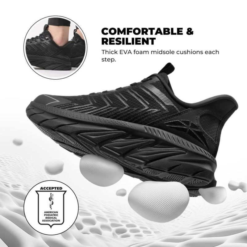 Zapatillas de caminar ALLSWIFIT talla 7.5 negras Slip-On