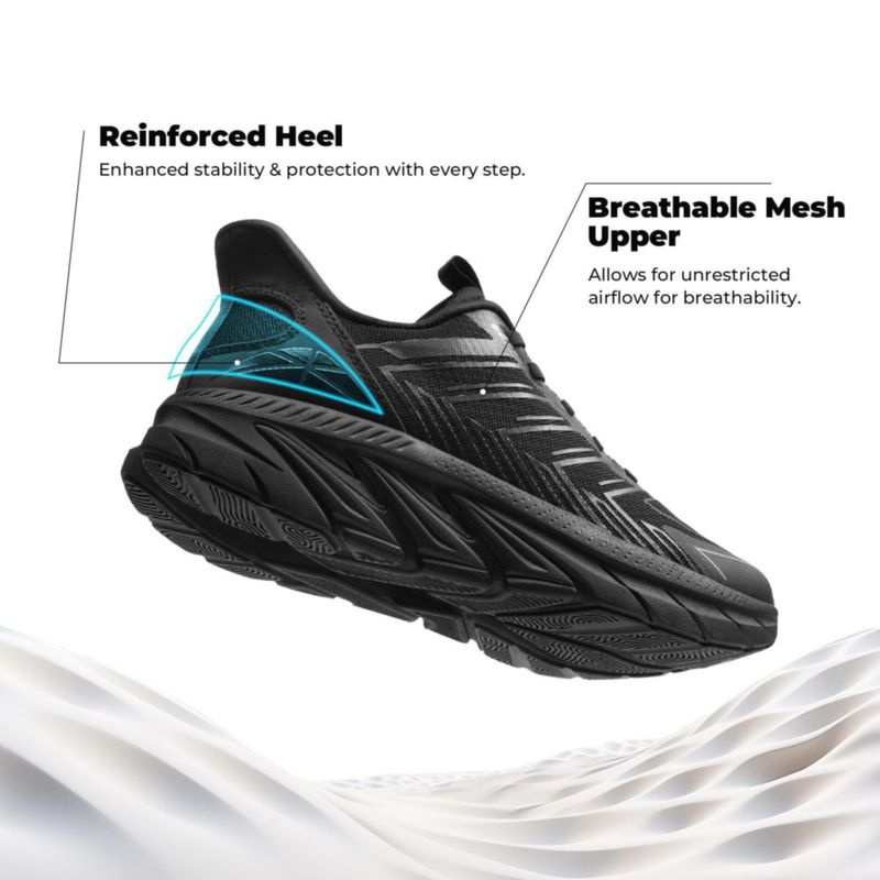Zapatillas de caminar ALLSWIFIT talla 7.5 negras Slip-On