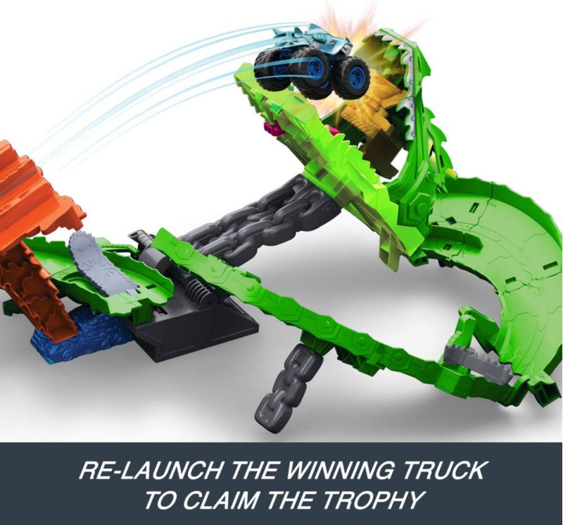 Pista de juego Hot Wheels Monster Trucks Sharks vs. Dinos