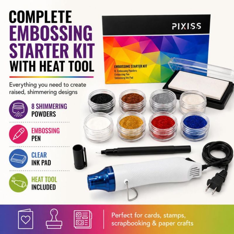 Kit de Estampado en Relieve Pixiss Bundle 8 × 10 ml 110 V