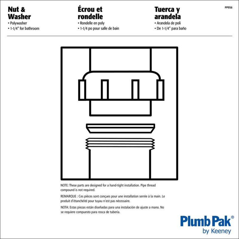 Lavadora con juntas deslizantes Wing Nut Plumb Pak PP956 1 1/4 pulgadas blanca