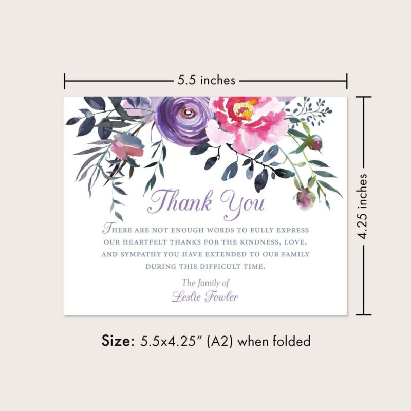 Tarjeta de agradecimiento Hello Love Goods floral rosa y púrpura