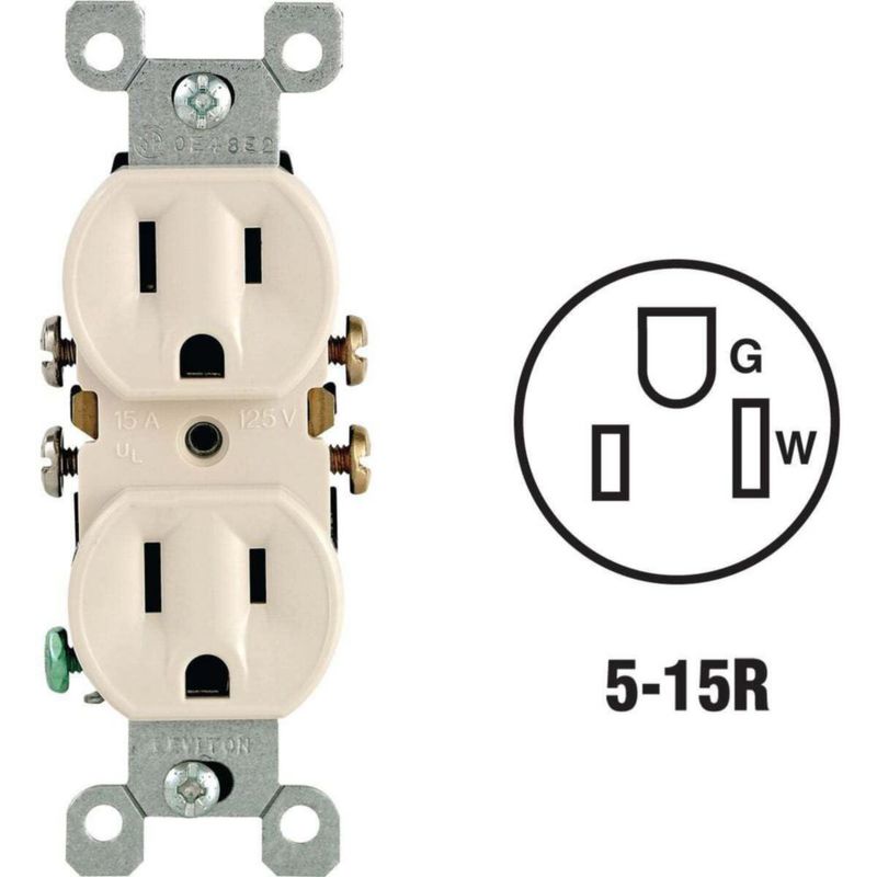Luz Leviton 15 amperios 125 V dúplex para uso residencial color almendra