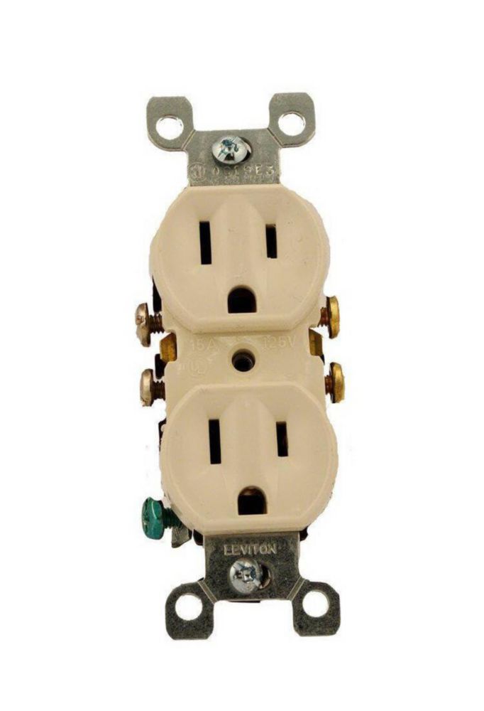 Luz Leviton 15 amperios 125 V dúplex para uso residencial color almendra