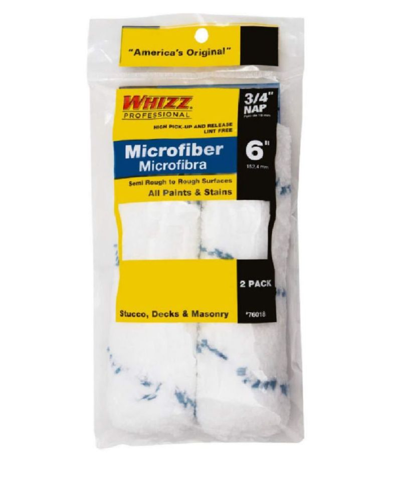 Mini funda para rodillo de pintura WHIZZ 15 cm x 2 cm microfibra paquete de 2