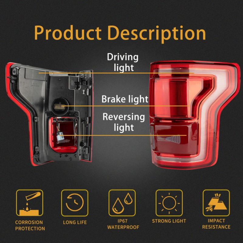 Luz trasera MiKaFex Ford F150 2015‑2017 Lado derecho