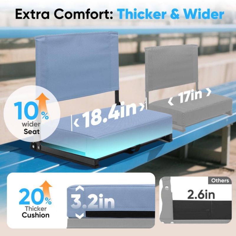 Asiento de estadio Sekey 46 cm gris/azul 1 pieza con soporte lumbar