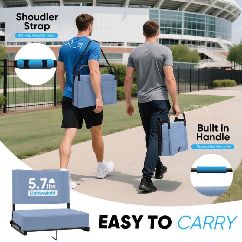 Asiento de estadio Sekey 46 cm gris/azul 1 pieza con soporte lumbar