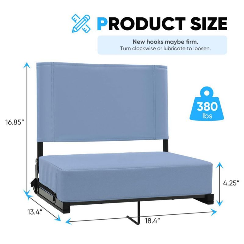 Asiento de estadio Sekey 46 cm gris/azul 1 pieza con soporte lumbar