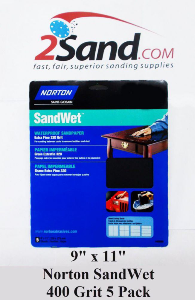 Láminas abrasivas Symantec Norton Sandwet 400 Grit 23 x 28 cm paquete de 5