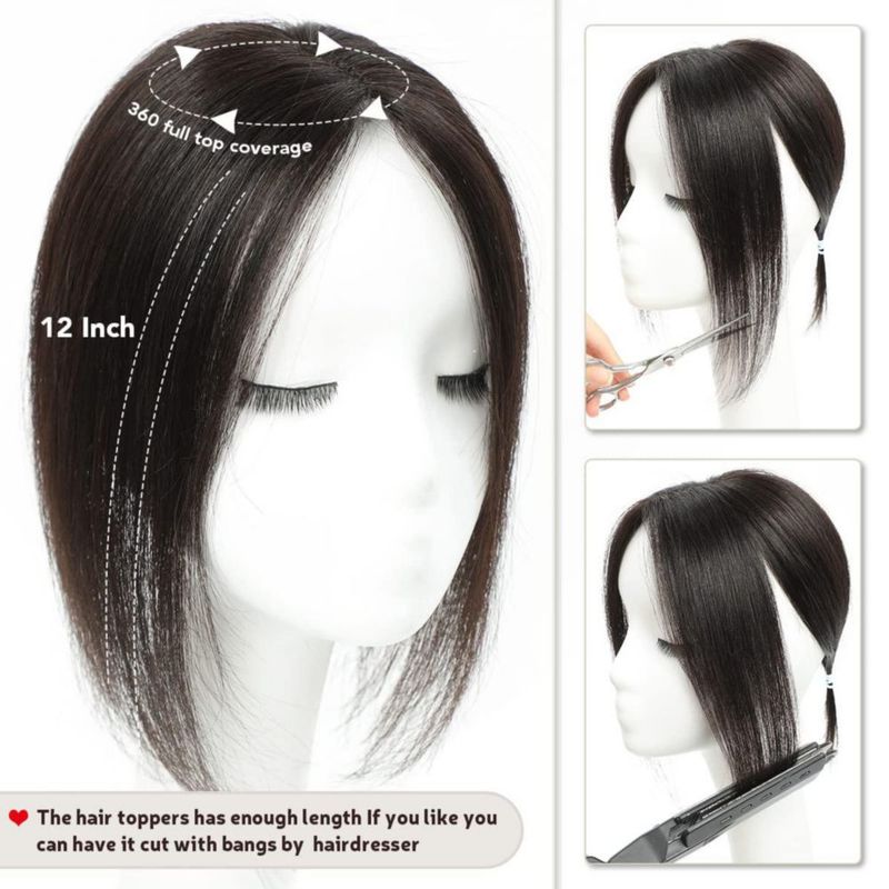 Aimeolyn Tapa de Cabello 30 cm de Cabello Humano sin Flequillo