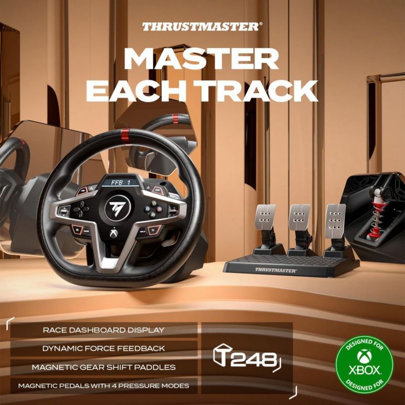 Volante de carreras THRUSTMASTER T248X con pedales magnéticos