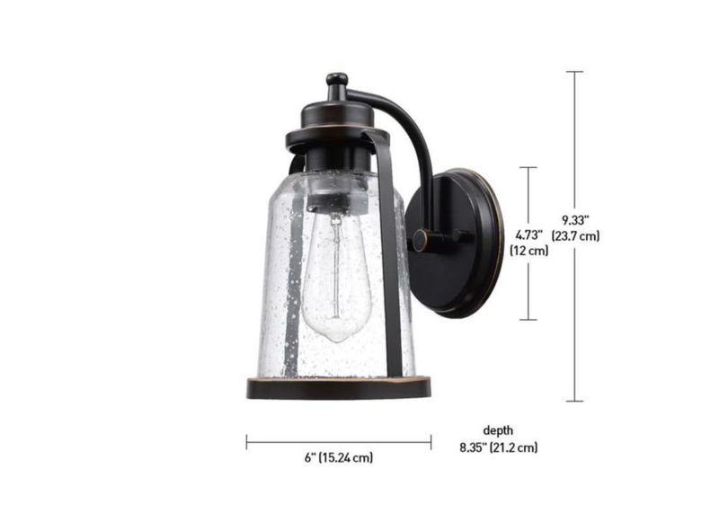 Lámpara de pared Globe Roth bronce frotado con aceite 1 luz