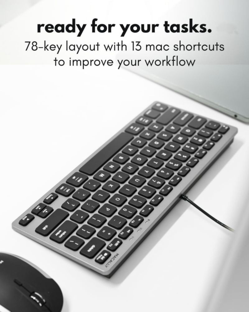Teclado Macally de 78 teclas USB‑C/A gris espacial