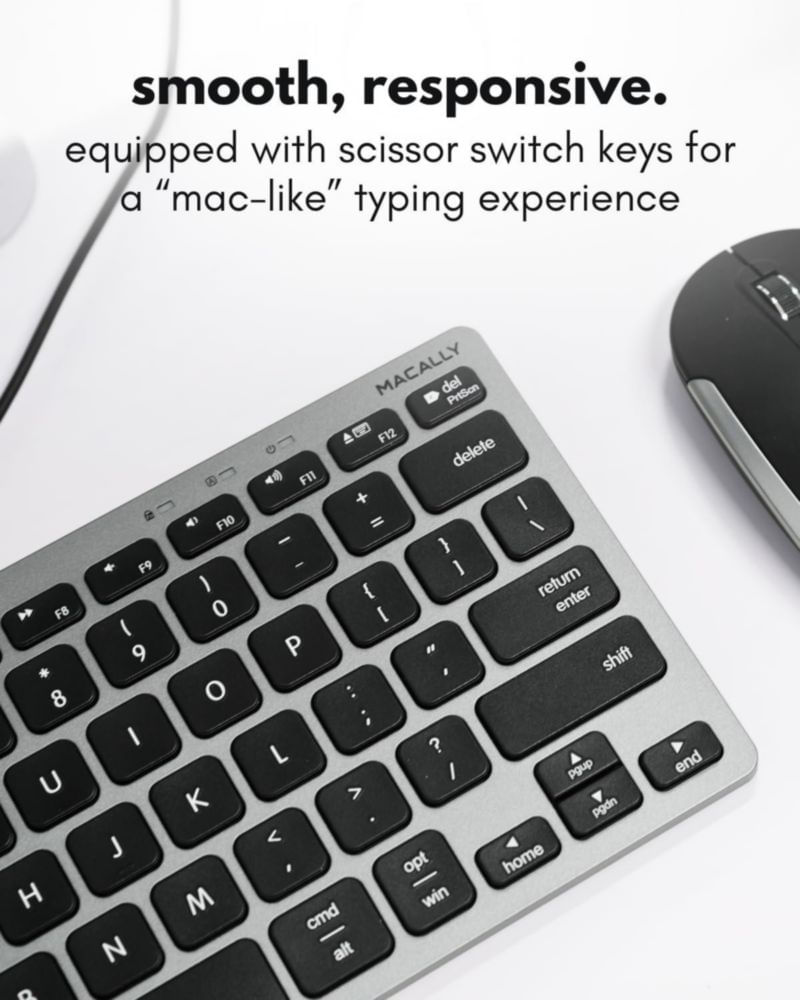 Teclado Macally de 78 teclas USB‑C/A gris espacial