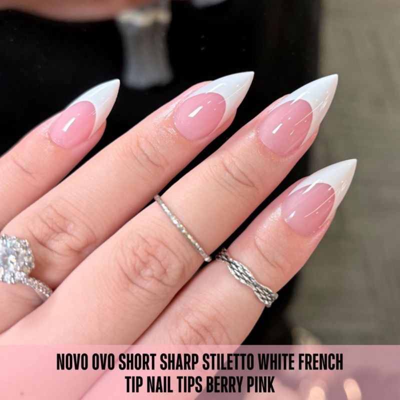 Uñas postizas NOVO OVO Stiletto blanco/rosa 160 piezas