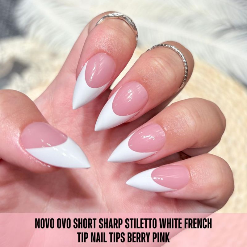 Uñas postizas NOVO OVO Stiletto blanco/rosa 160 piezas