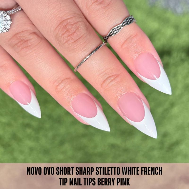 Uñas postizas NOVO OVO Stiletto blanco/rosa 160 piezas