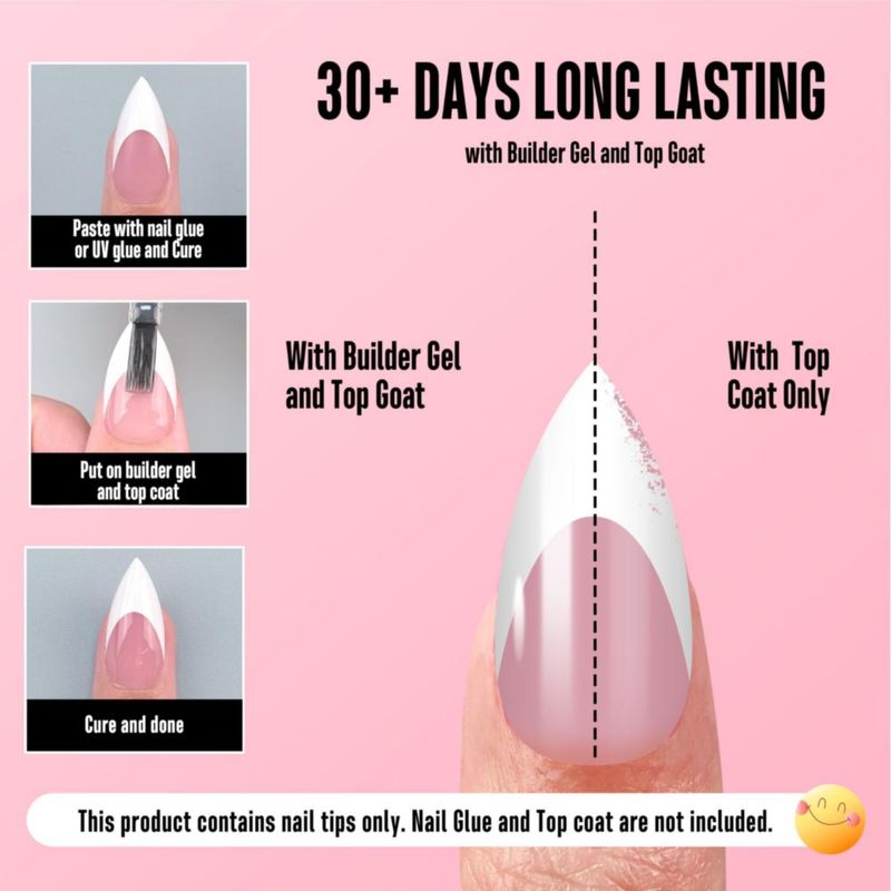 Uñas postizas NOVO OVO Stiletto blanco/rosa 160 piezas