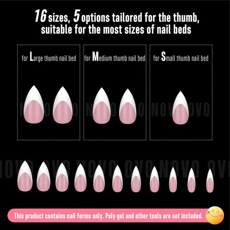 Uñas postizas NOVO OVO Stiletto blanco/rosa 160 piezas