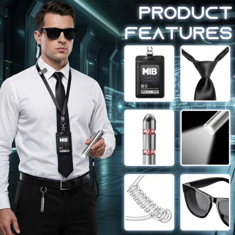 Set de Accesorios para Disfraz de Agente Secreto Lizgoxd - Negro