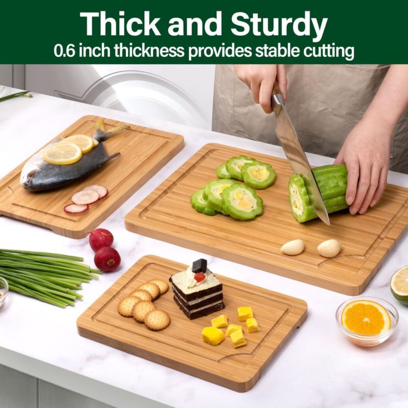 Set de 3 tablas de cortar WILLKOMMEN de bambú 37 × 25 cm