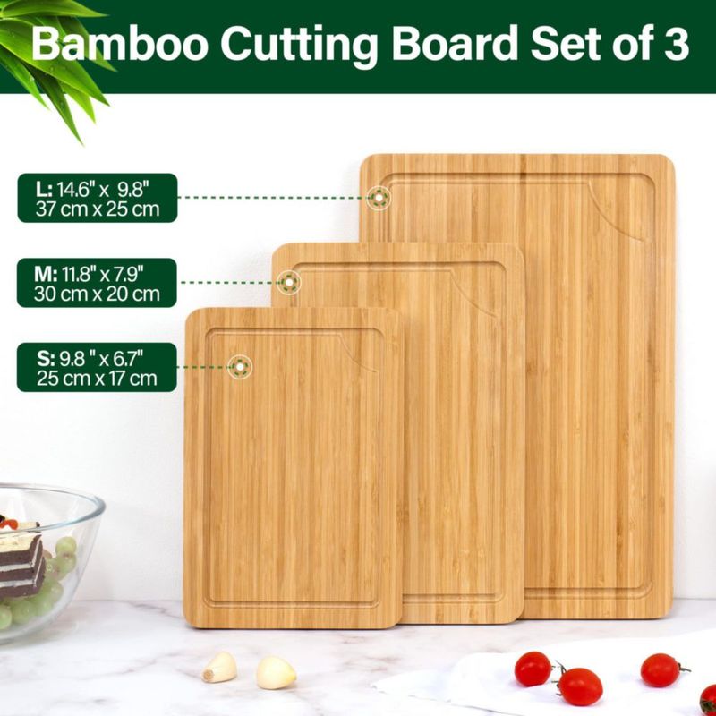 Set de 3 tablas de cortar WILLKOMMEN de bambú 37 × 25 cm