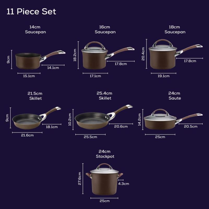 Juego de utensilios de cocina Circulon Symmetry anodizado duro antiadherente 11 piezas