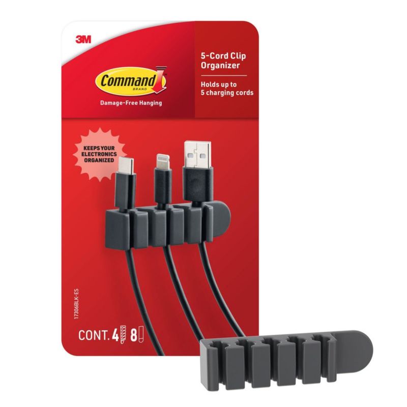 Organizador de clips para cables Command – 4 clips 8 tiras negro