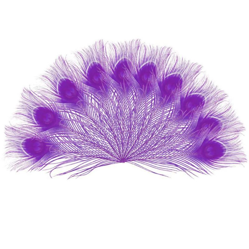 Plumas de pavo real LONDGEN púrpura 25‑30 cm (paquete de 10)