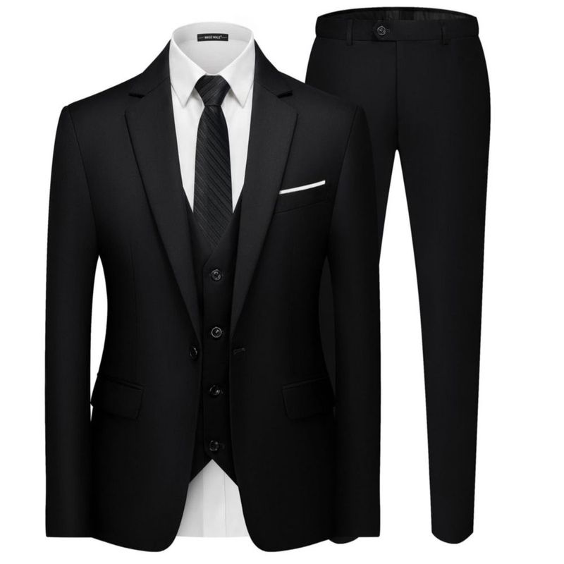 Traje de tres piezas MAGE MALE para hombre corte entallado un botón negro
