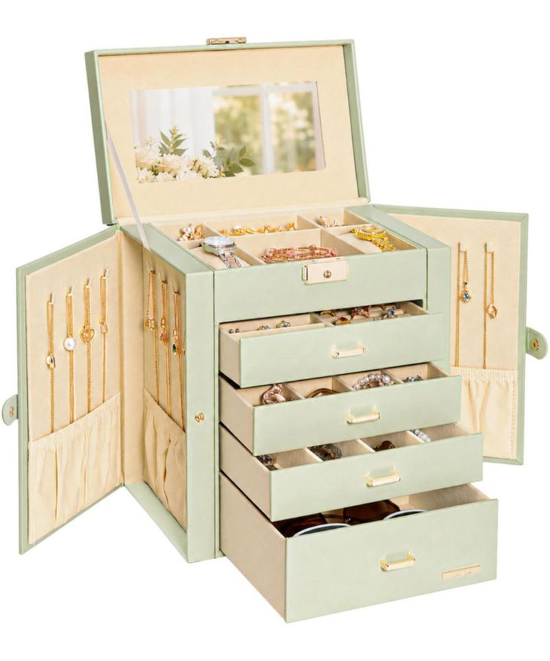 Caja de joyas Homde 28 × 26 × 15 cm 5 niveles con cierre y llave