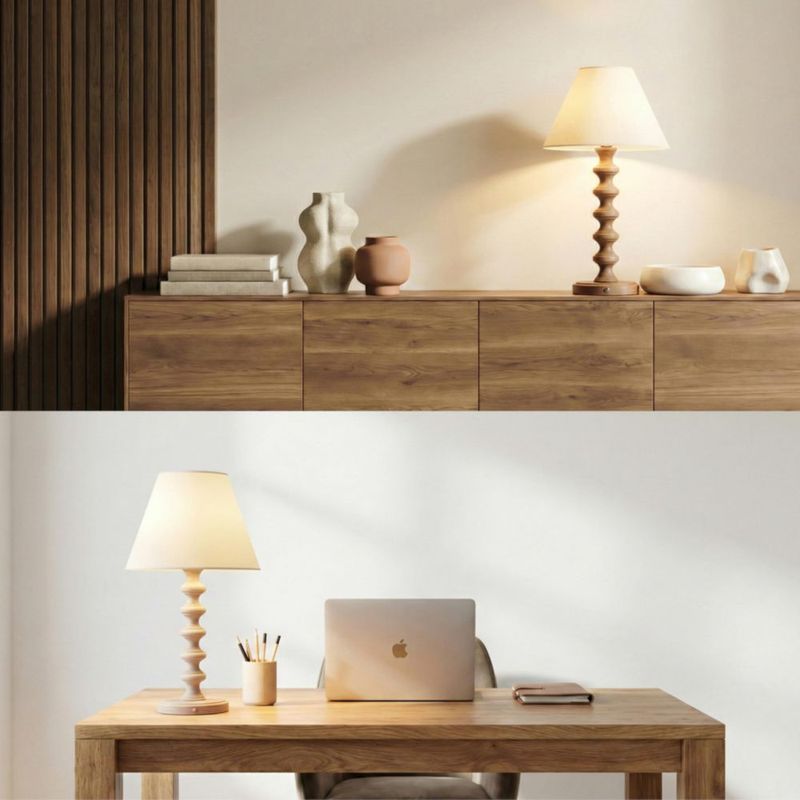Lámpara de mesa recargable O'Bright Ember 3000K blanco envejecido (balustre blanqueado)