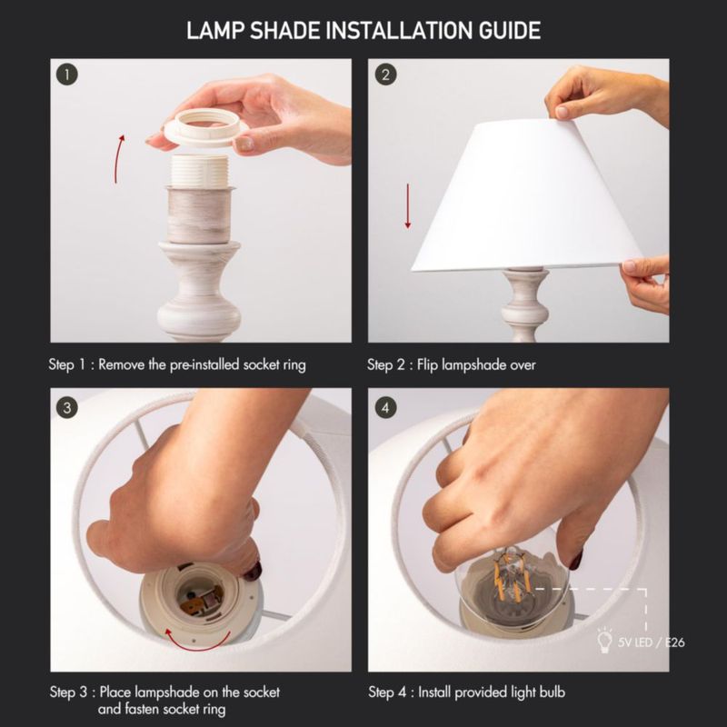 Lámpara de mesa recargable O'Bright Ember 3000K blanco envejecido (balustre blanqueado)