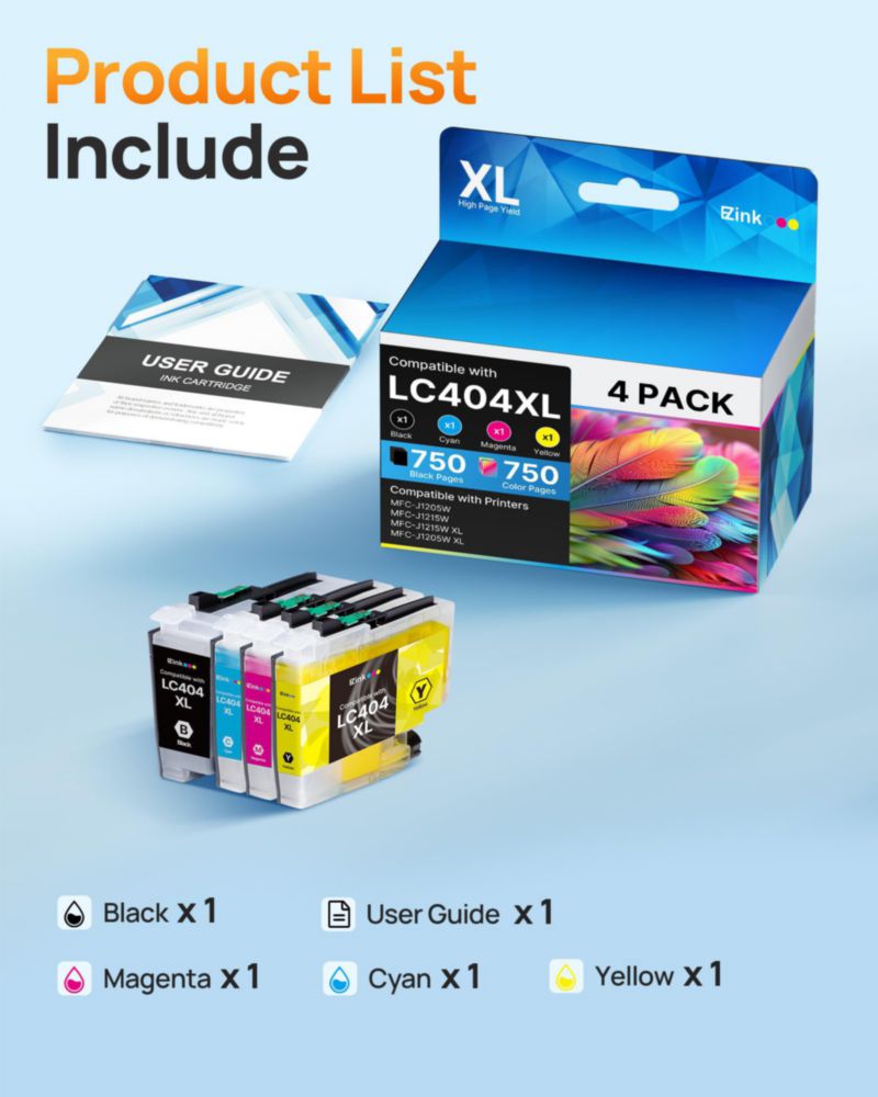 Cartuchos de tinta E-Z Ink LC404 XL - Pack de 4