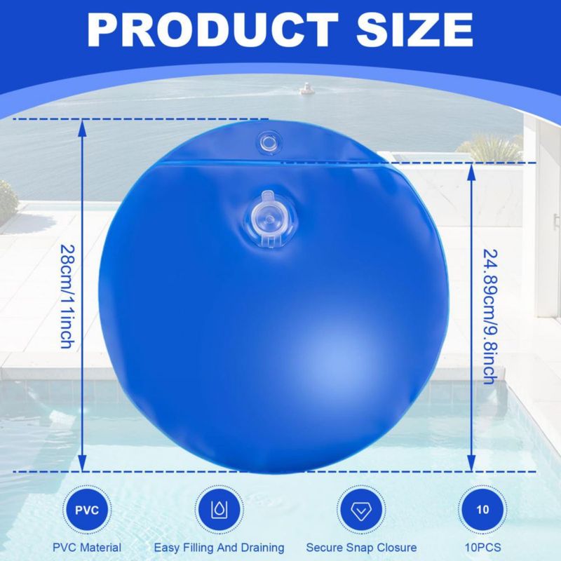 Pesas para cubierta de piscina PARAQUIP 10 unidades PVC azul zafiro