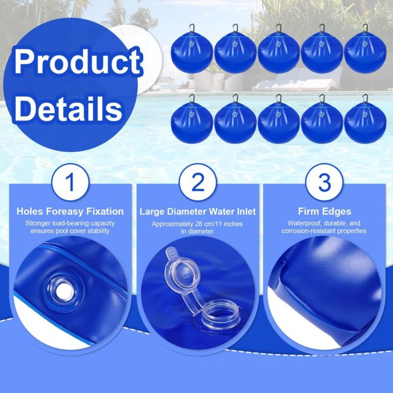 Pesas para cubierta de piscina PARAQUIP 10 unidades PVC azul zafiro