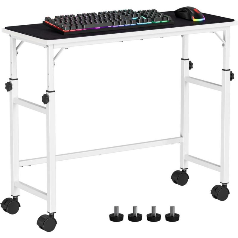 Bandeja para teclado móvil Snughome 55‑79 cm blanco con alfombrilla de ratón