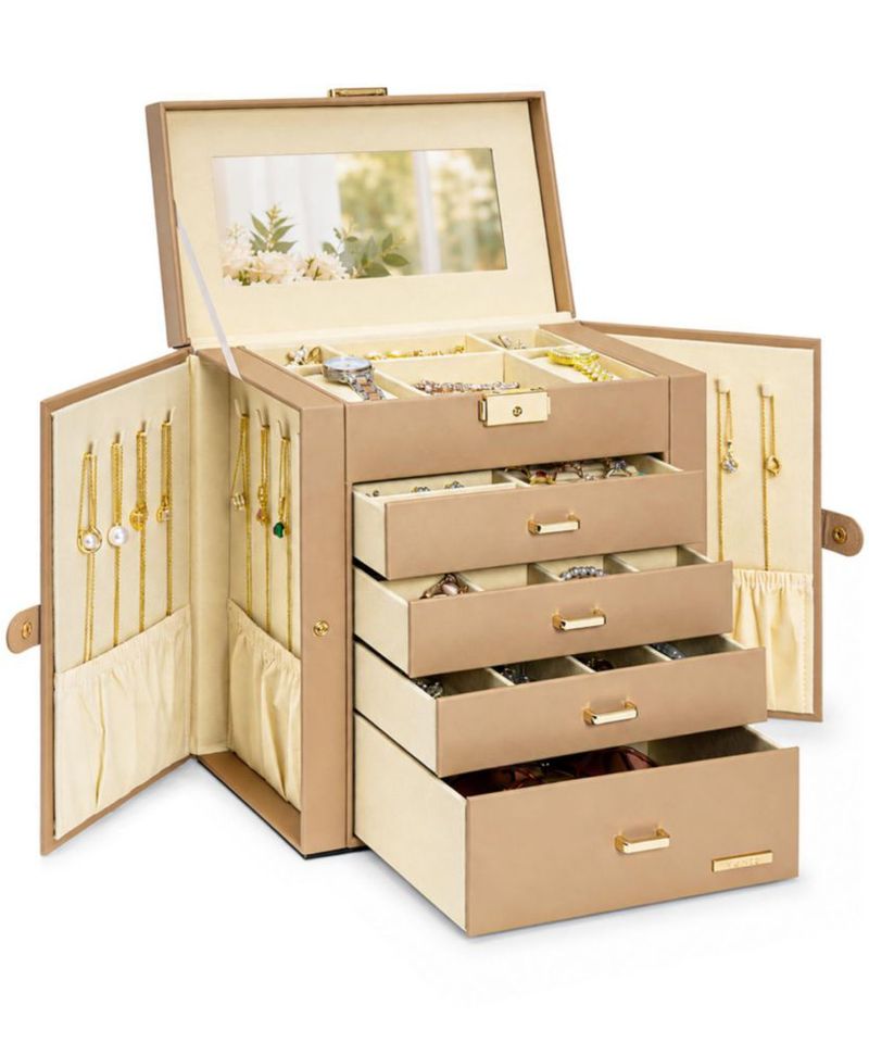 Caja de joyería Homde de 5 niveles 28 × 26 × 15 cm con candado