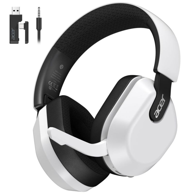 Auriculares Acer inalámbricos para PS5 2.4 GHz y Bluetooth color blanco