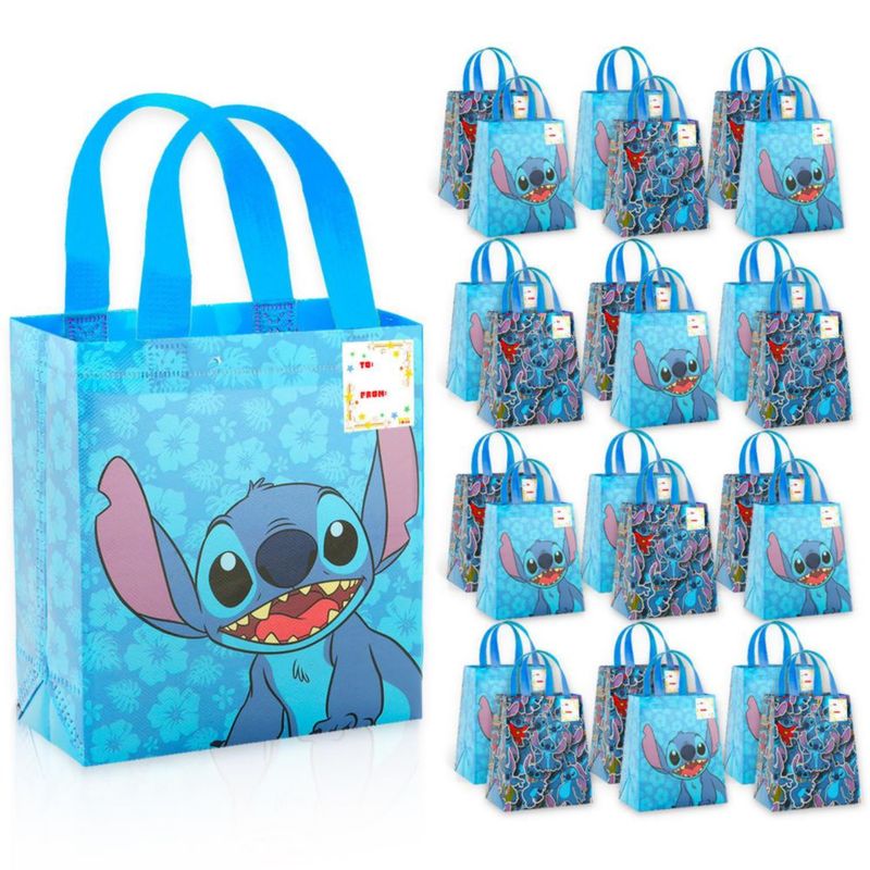 Bolsas de Regalo Disney Stitch - Pack de 24 (20 × 15 × 8 cm)