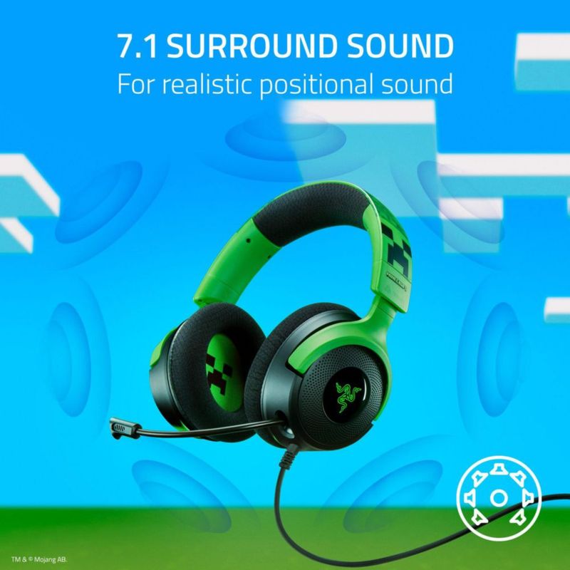 Auriculares para juegos Razer Kraken V4 X 40 mm Controladores Minecraft Ed.
