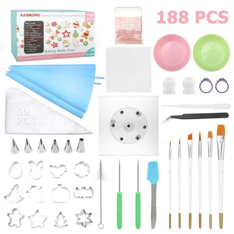 Kit de Decoración de Galletas Kasmoire 188 piezas – Set para principiantes
