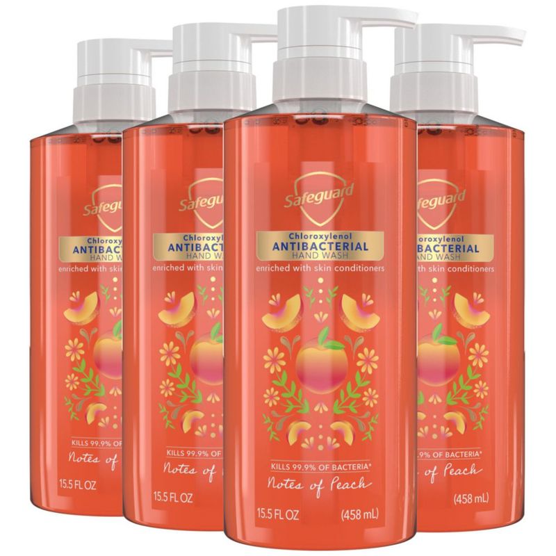 Jabón de manos Safeguard aroma a melocotón 458 ml x4