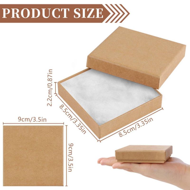 Cajas de joyería vivinin pack de 8 unidades 9 × 9 × 2 cm con interior de algodón