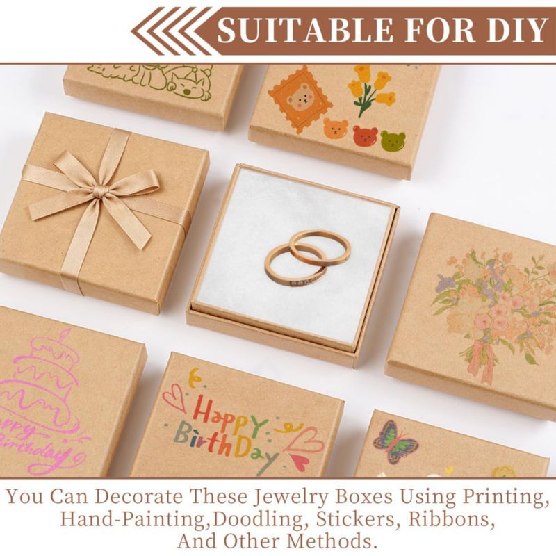 Cajas de joyería vivinin pack de 8 unidades 9 × 9 × 2 cm con interior de algodón