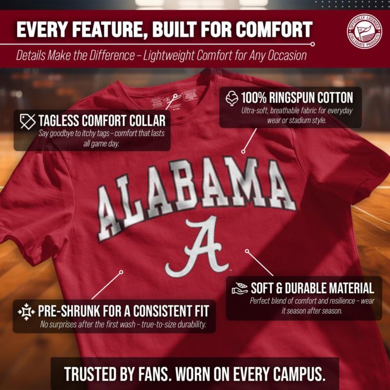 Camiseta Campus Colors Alabama Crimson Tide de Algodón