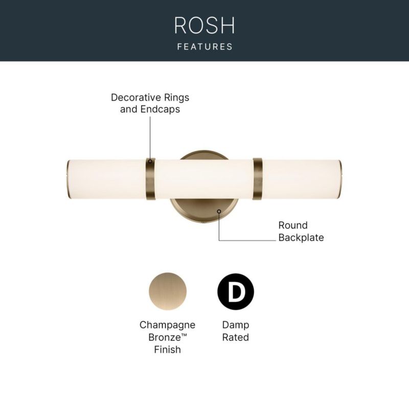 Luz de barra para baño Kichler 46 cm Bronce Champagne LED