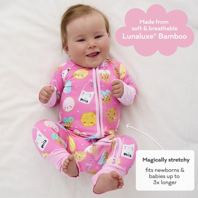 Pijamas Little Sleepies 0-3M Galletas rosadas y leche