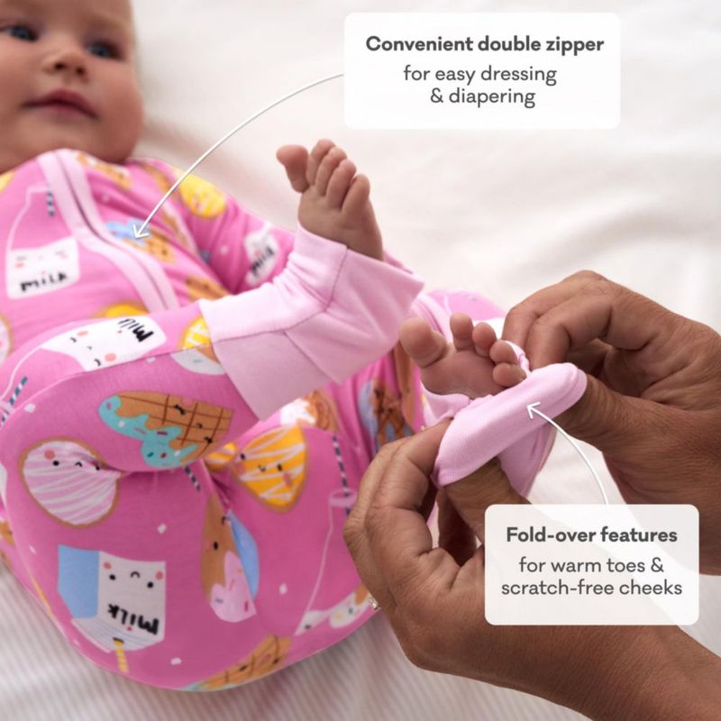 Pijamas Little Sleepies 0-3M Galletas rosadas y leche